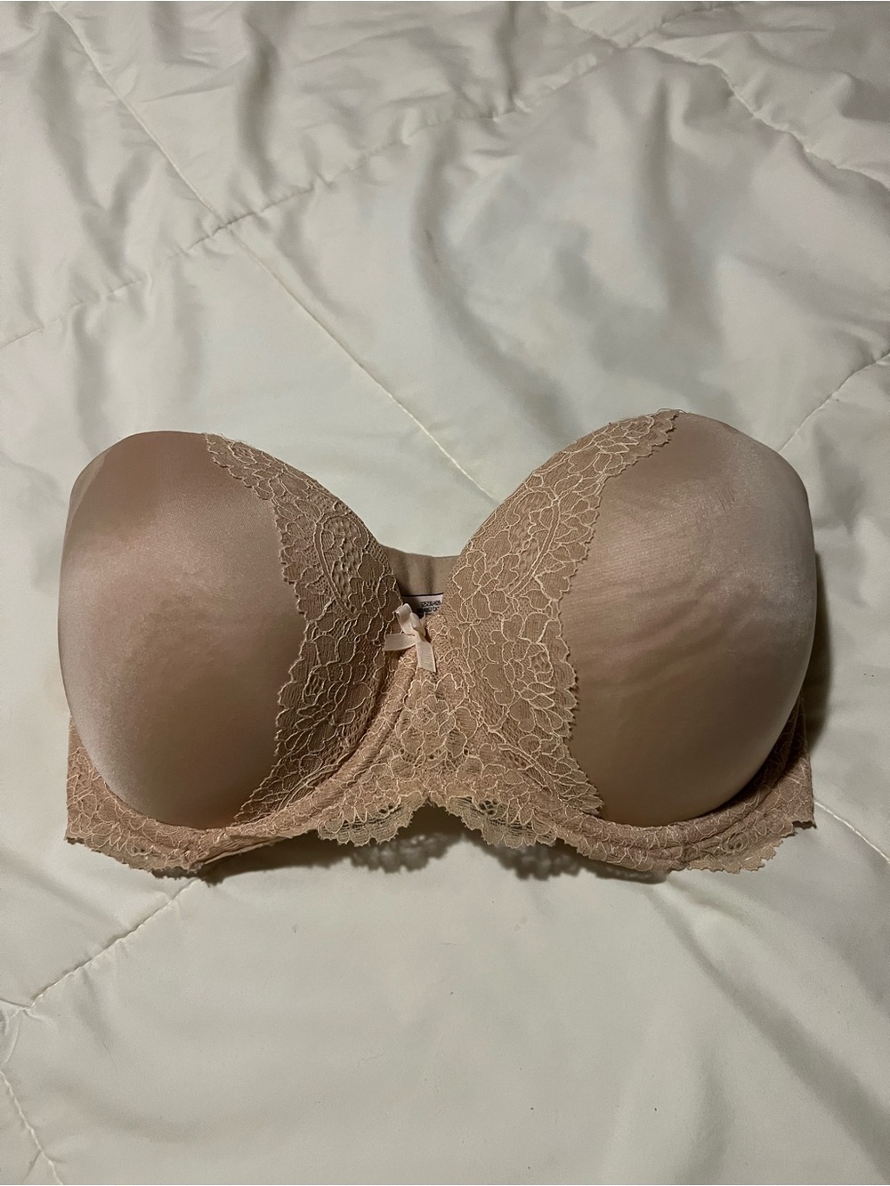 Victoria's Secret Strapless Lace-Trim Nude Push-Up Bra